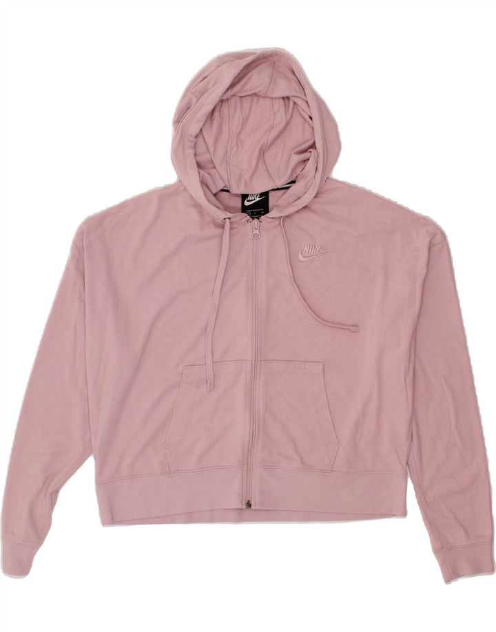 NIKE Womens Oversized Crop Zip Hoodie Sweater UK 10 Small Pink Polyester Vintage Nike and Second-Hand Nike from Messina Hembry 