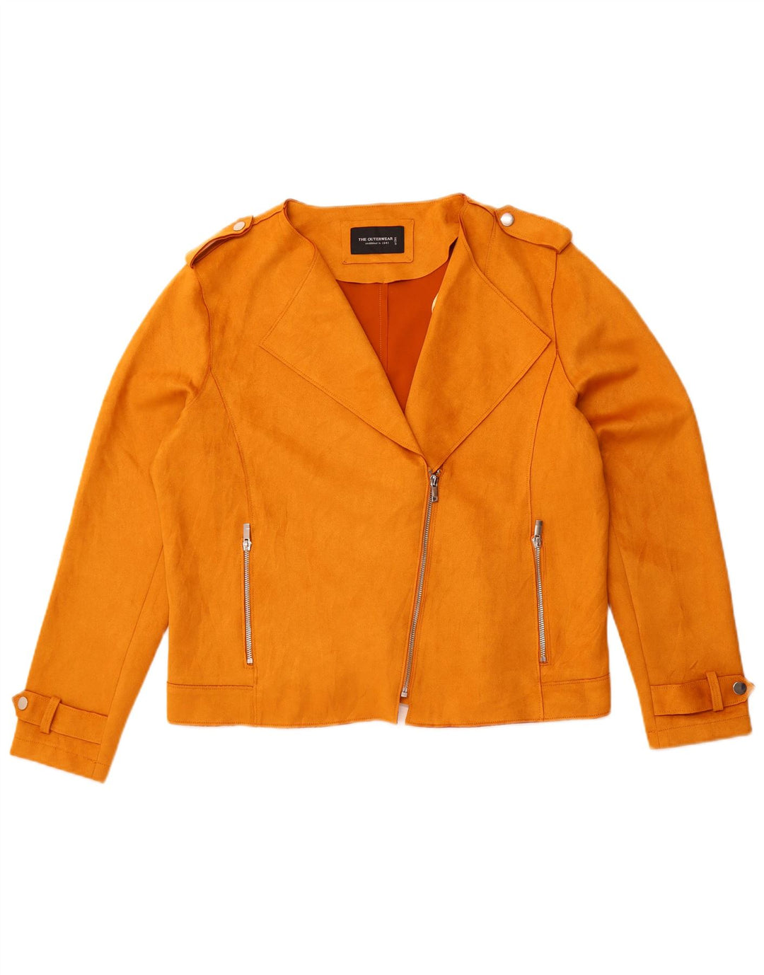 C & A Womens Crop Biker Jacket EU 44 XL Gul Polyester