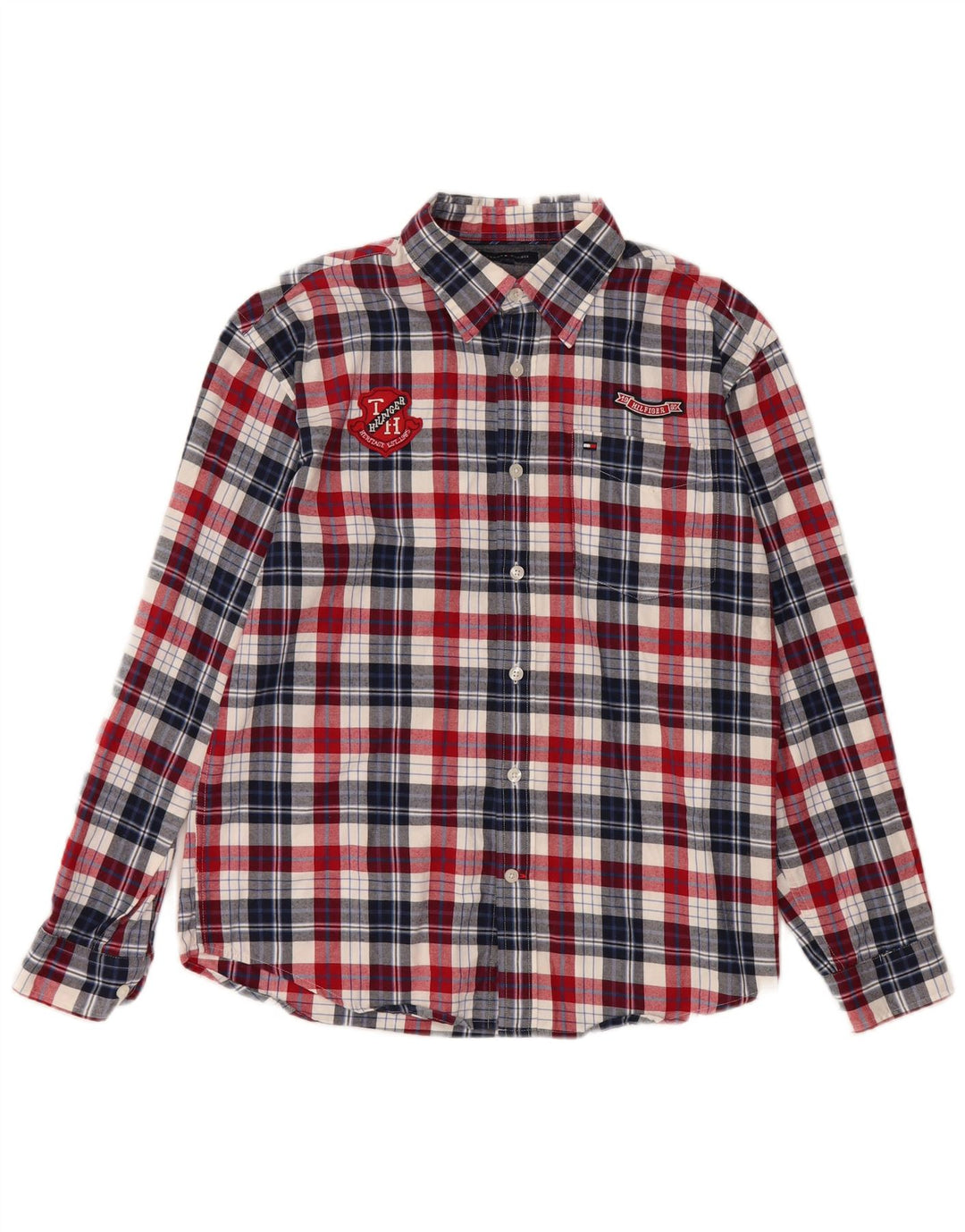 TOMMY HILFIGER Boys Graphic Shirt 13-14 Years Multicoloured Plaid Cotton
