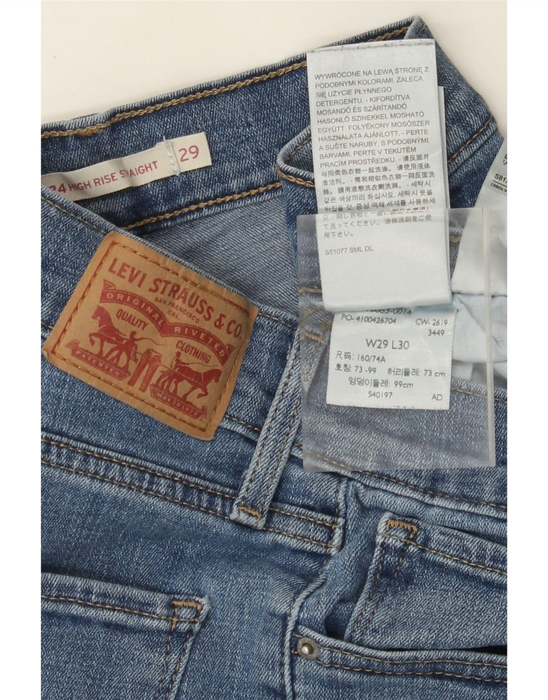 LEVI'S Dame 724 Højtaljede lige jeans W29 L30 Blå Bomuld
