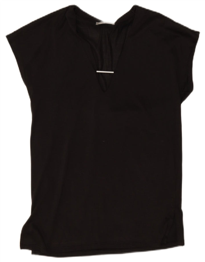 Zara Dame Bluse Top UK 10 Lille Sort
