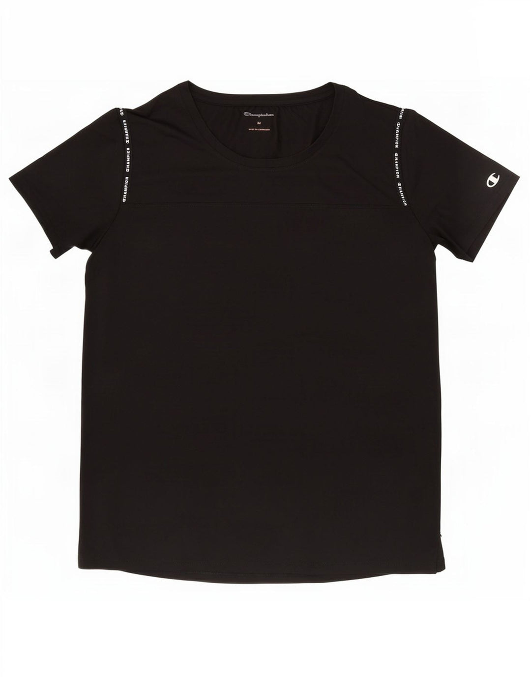 Champion Dame Grafisk T-Shirt Top UK 12 Medium Sort Polyester
