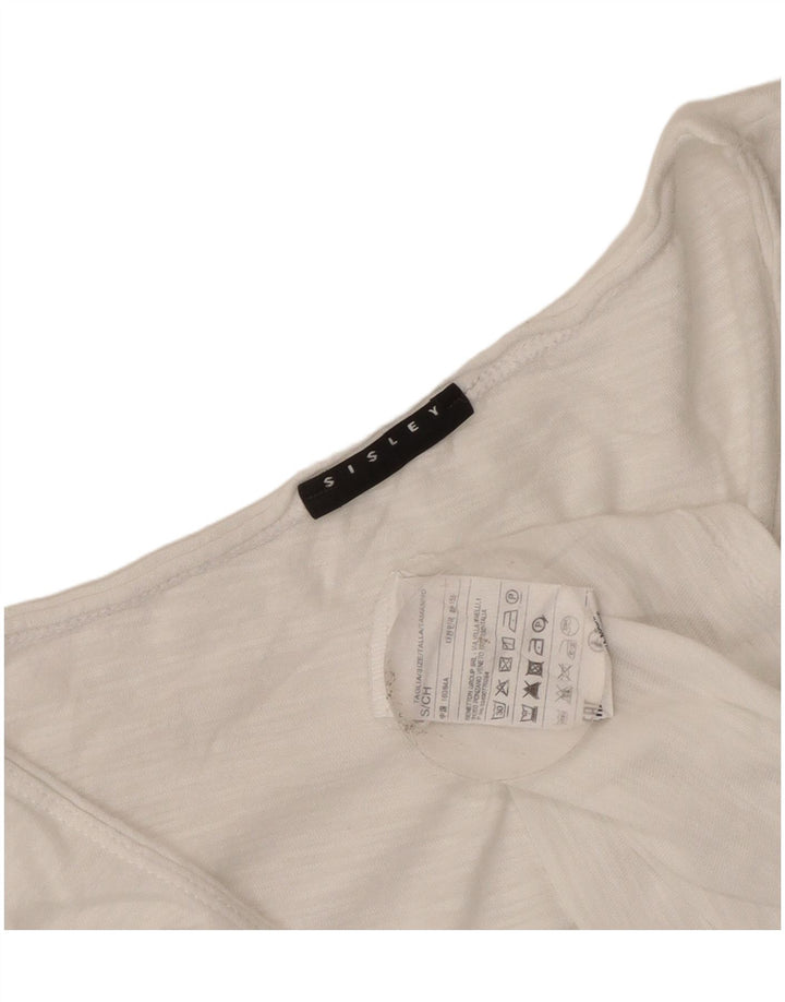 Sisley Womens Crop Vest Top UK 8 Small White Bomuld