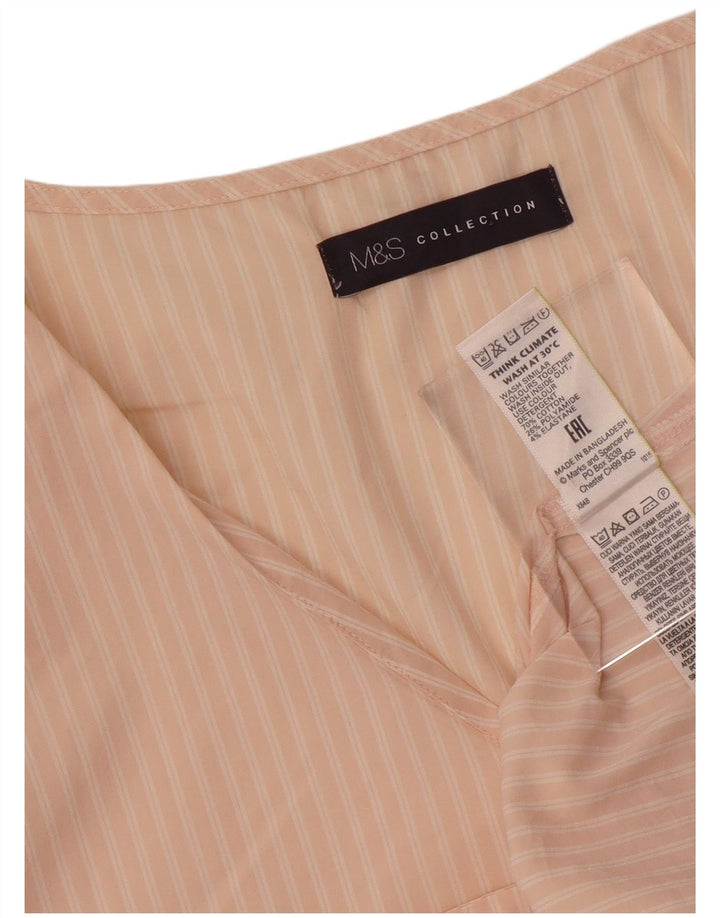 Marks & Spencer Dame Langærmet Bluse Top UK 8 Small Pink Pinstripe