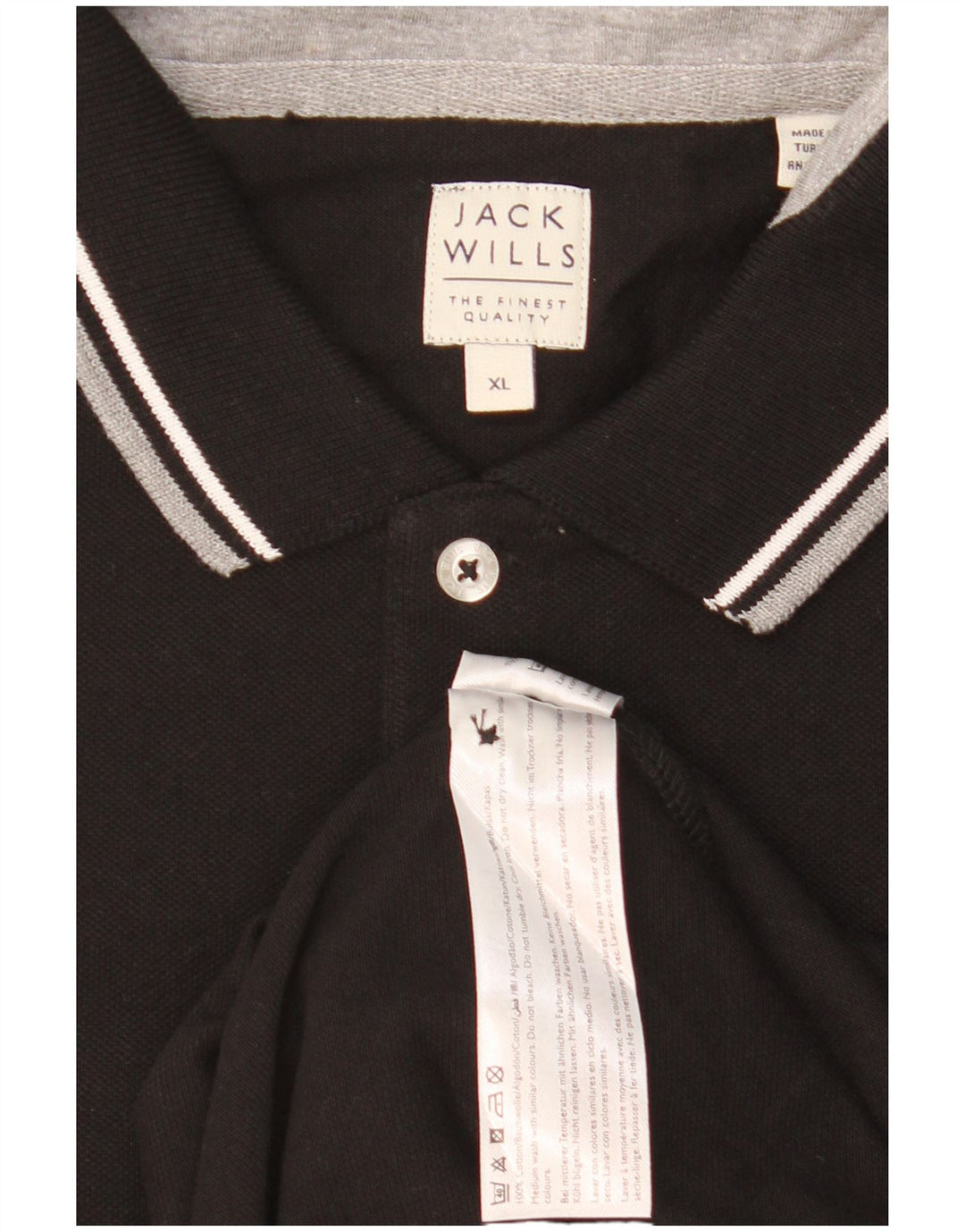 JACK WILLS Poloshirt til mænd XL Sortstribet bomuld
