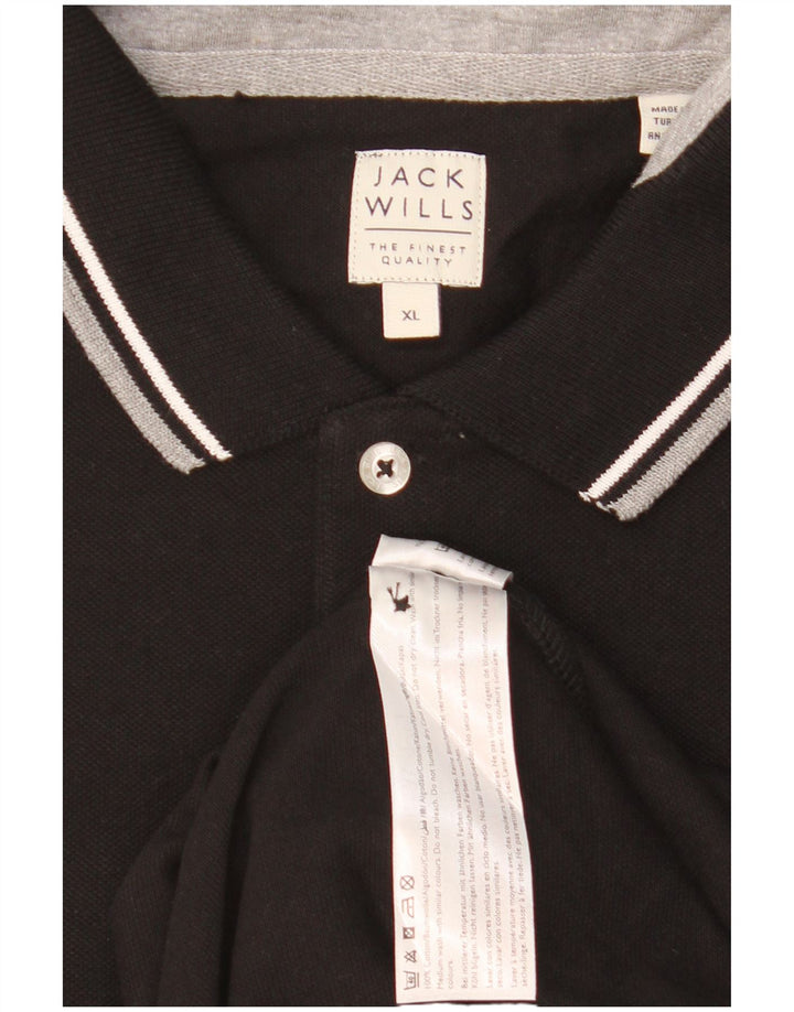 JACK WILLS Poloshirt til mænd XL Sortstribet bomuld