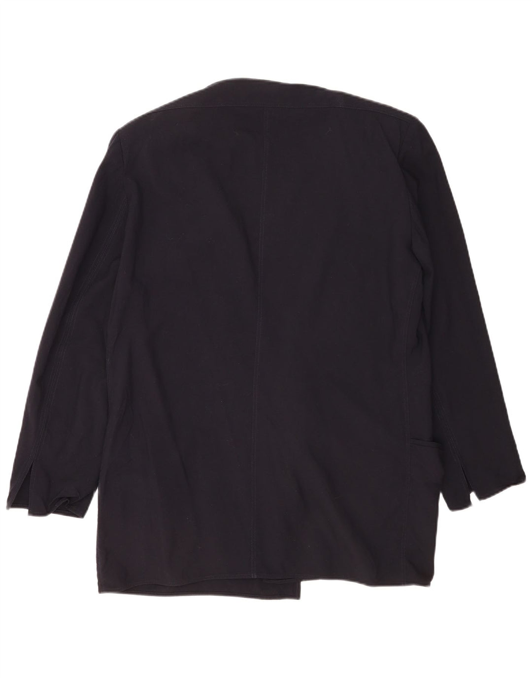 Vintage Dame Loose Fit Open Blazer Jacket IT 46 Large Navy Blue Wool