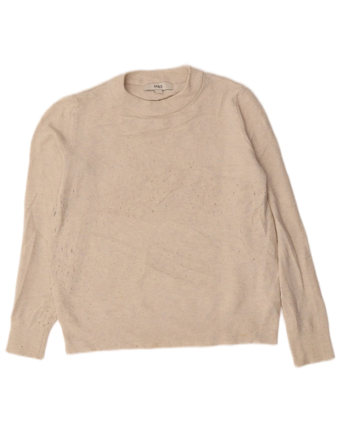 Marks & Spencer Dame sweater med rund hals DK 10 Lille beige polyester