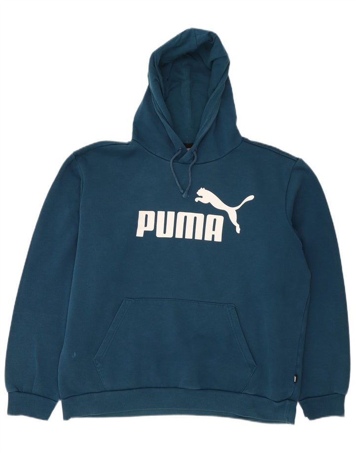Puma Grafisk hættetrøje til mænd, stor blå bomuld