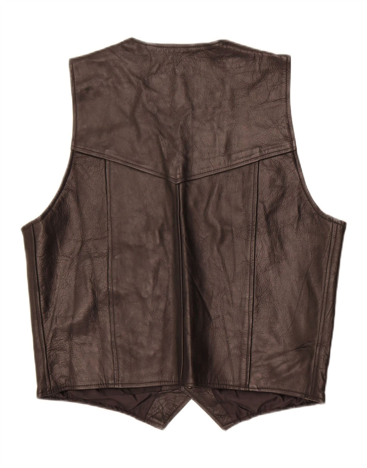 Vintage herre læder vest XL sort læder