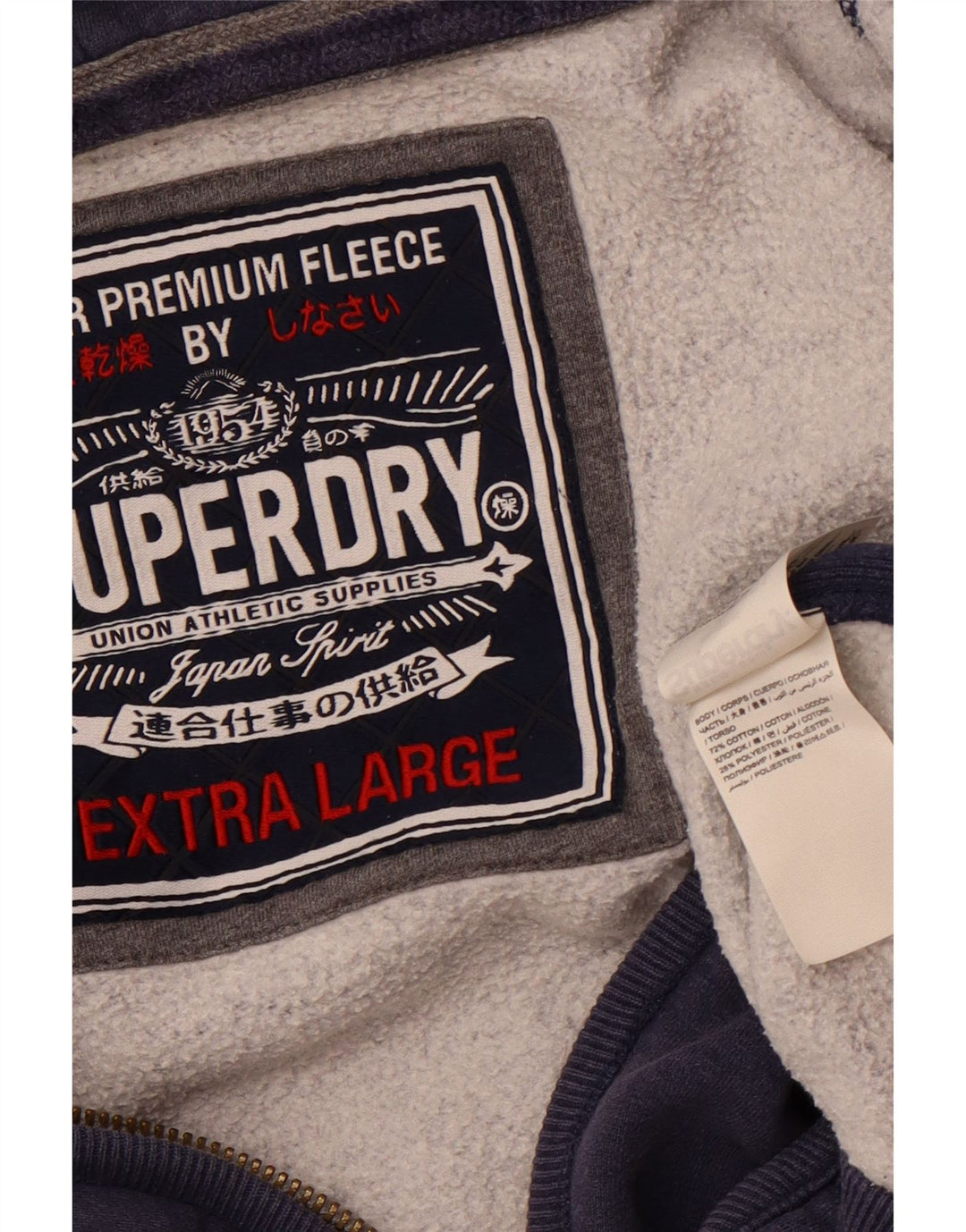 Superdry Herre grafisk hættetrøje med lynlås XL marineblå bomuld