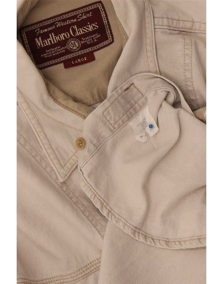 Marlboro Classics Denimskjorte til mænd Stor Beige Bomuld