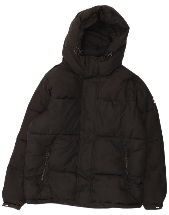 ZARA Herre Hooded Loose Fit Polstret Jakke UK 36 Small Black Polyester