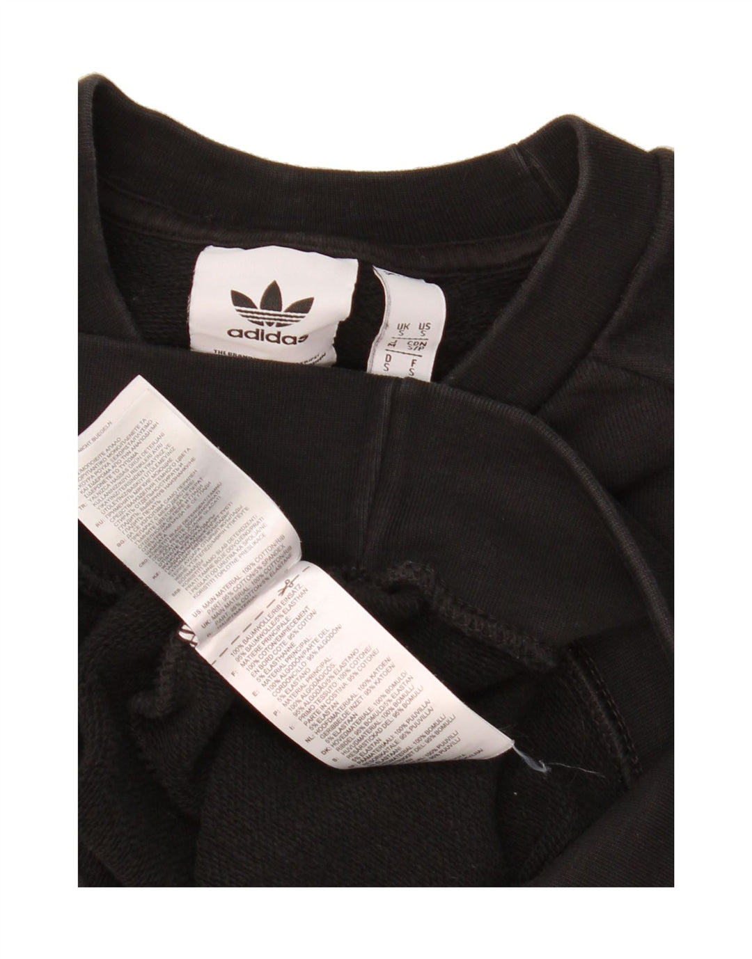 ADIDAS Mens Graphic Sweatshirt Jumper Small Black Cotton Vintage Adidas and Second-Hand Adidas from Messina Hembry 