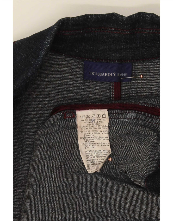 Trussardi Jeans Dame 3 Knaps Denim Blazer Jakke IT 46 Stor Marineblå