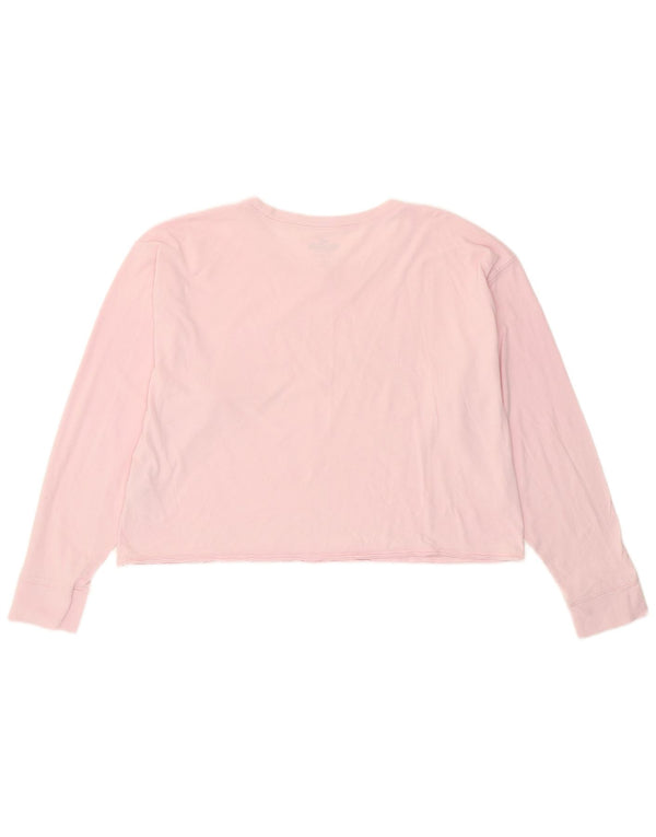 Hollister Womens Crop Oversized grafisk top Langærmet UK 10 Small Pink