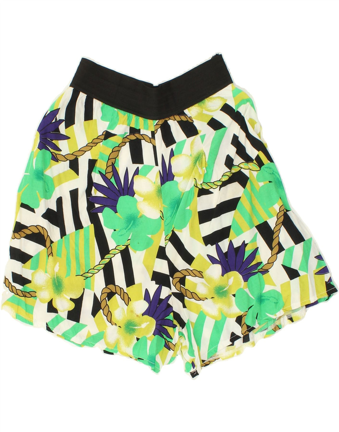 VINTAGE Womens High Waist Shorts W28 Medium Grey Floral Vintage Vintage and Second-Hand Vintage from Messina Hembry 