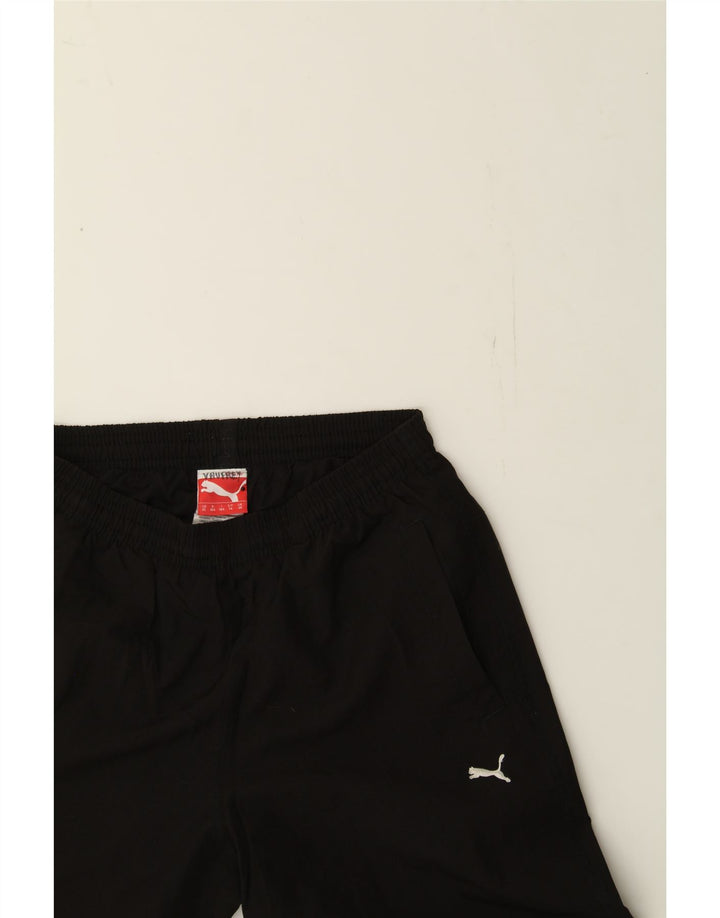 PUMA Boys Graphic Tracksuit Trousers Joggers 13-14 Years  Black Polyester Vintage Puma and Second-Hand Puma from Messina Hembry 