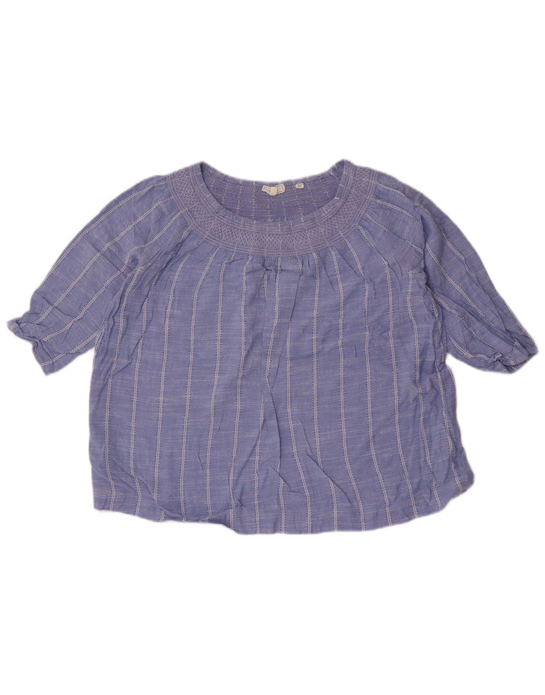 Fat Face Womens Crop Oversized Top 3/4 ærme UK 10 Small Blue Striped