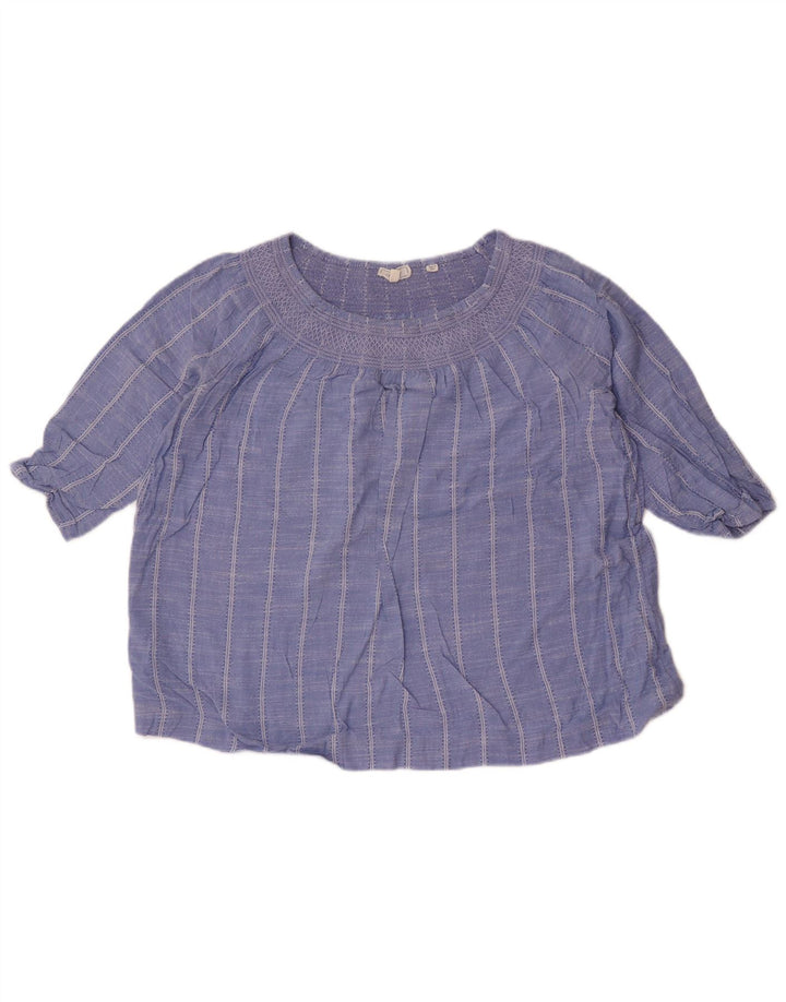 Fat Face Womens Crop Oversized Top 3/4 ærme UK 10 Small Blue Striped