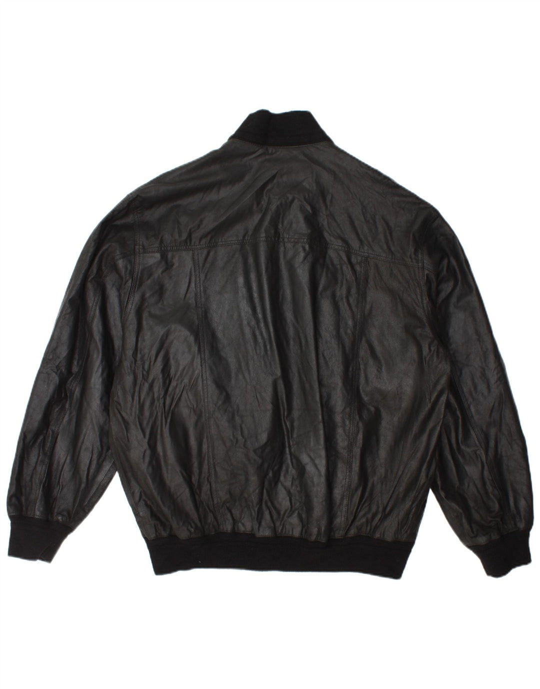 Vintage Herre Bomber Læderjakke IT 54 2XL Sort Læder