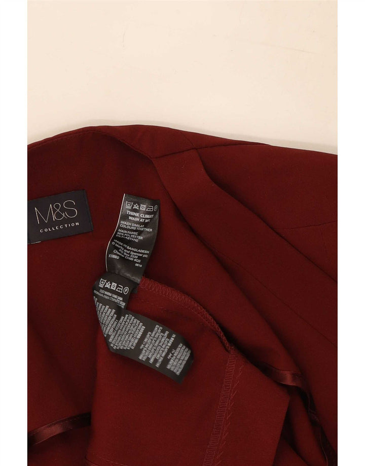 Marks & Spencer Womens Open Blazer Jacket UK 8 Small Bourgogne Polyester