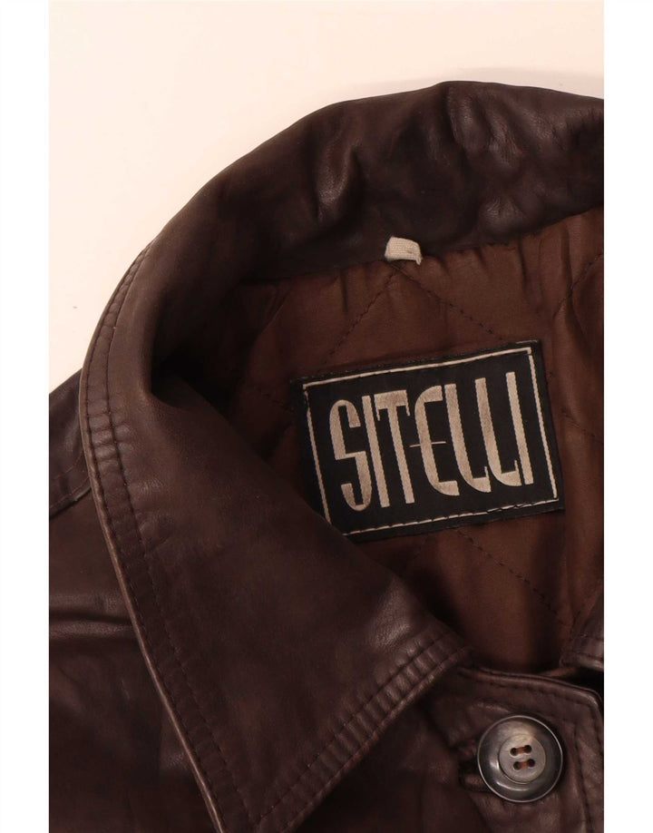 Sitelli Dame Læderjakke UK 12 Medium Brun