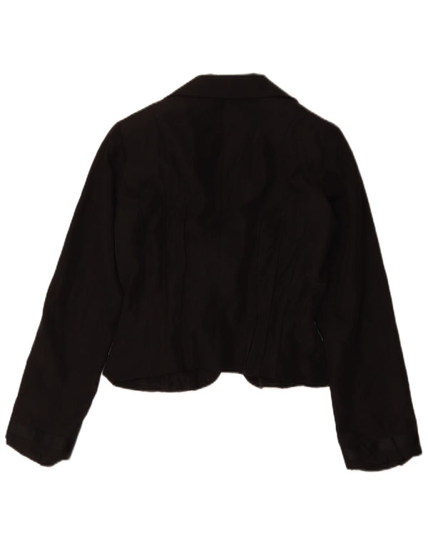 Vintage dameafgrøde 1-knap blazerjakke IT 42 Medium Black Acetate