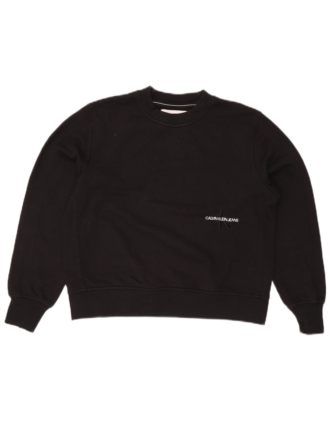 Calvin Klein Jeans Dame Oversized Sweatshirt Jumper UK 10 Lille Sort