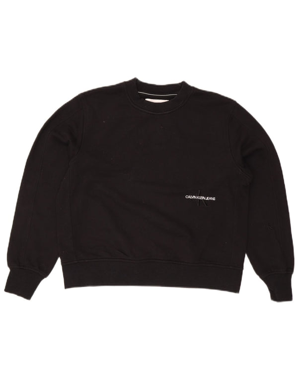 Calvin Klein Jeans Dame Oversized Sweatshirt Jumper UK 10 Lille Sort