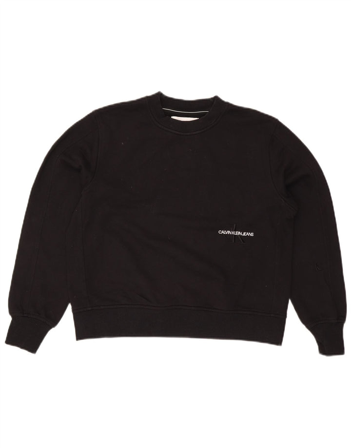 Calvin Klein Jeans Dame Oversized Sweatshirt Jumper UK 10 Lille Sort