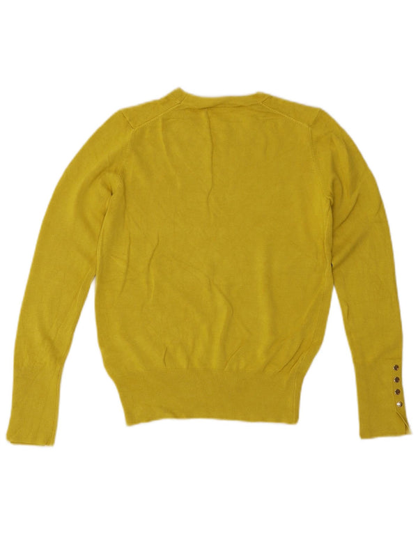 ZARA sweater med rund hals til kvinder UK 10 Lille gul viskose
