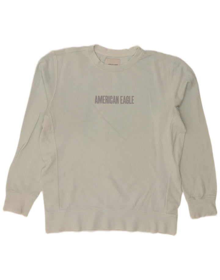 AMERICAN EAGLE Herre Grafisk Sweatshirt Jumper Medium Blå Bomuld