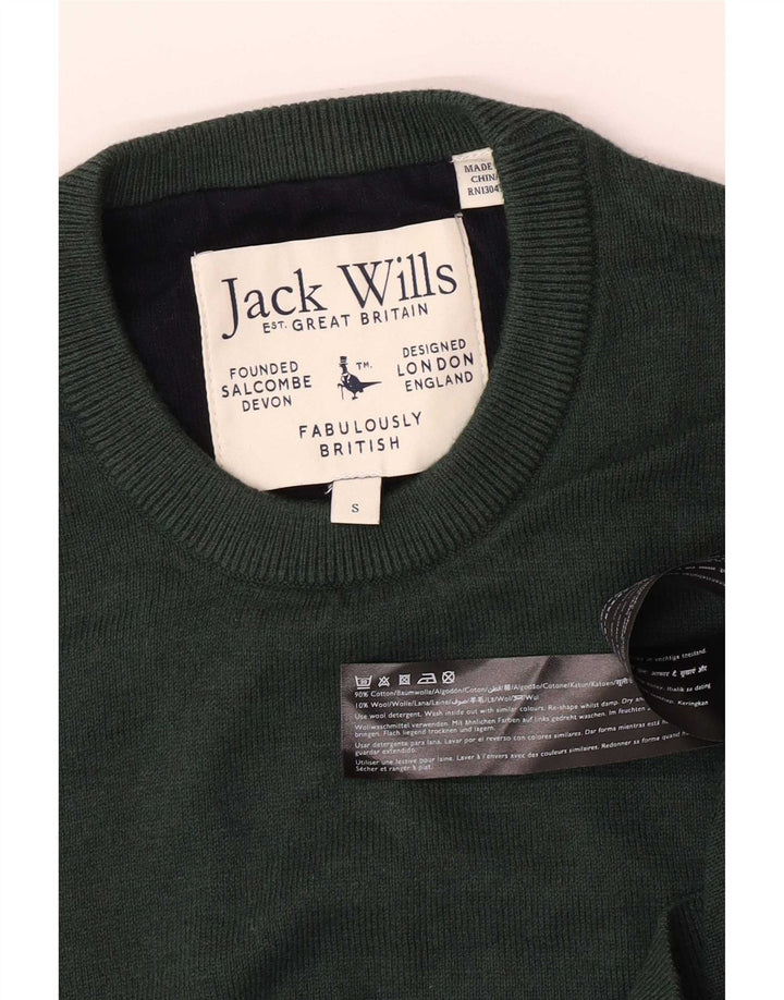 Jack Wills Herre Crew Neck Jumper Sweater lille grøn bomuld