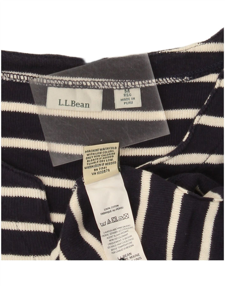 L.L.Bean T-shirt top til kvinder UK 12 Mellem marineblå stribet bomuld