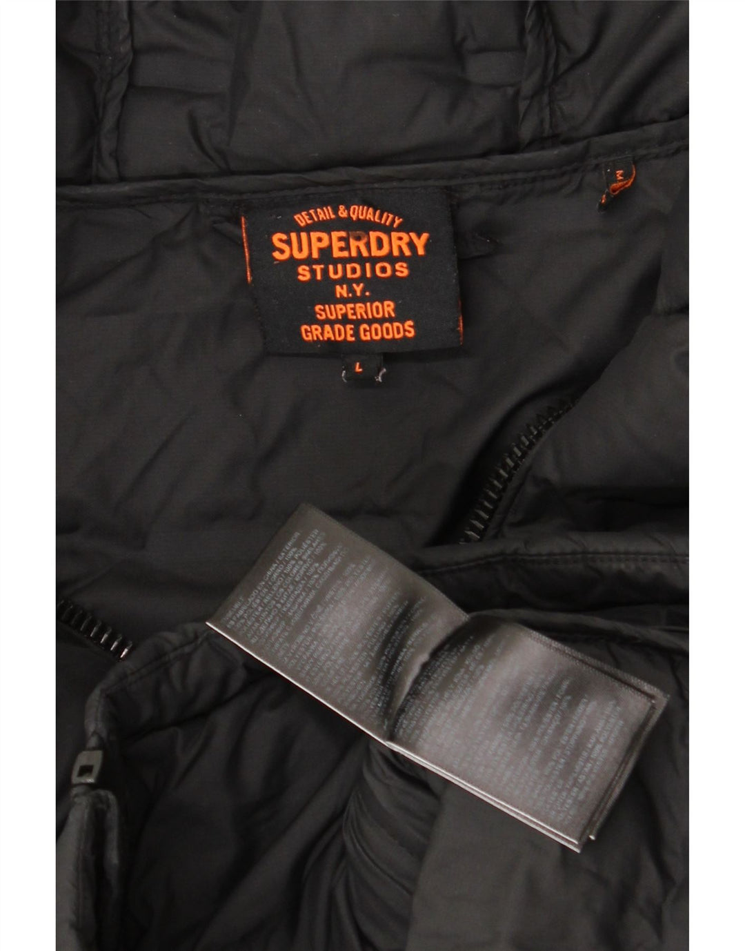 Superdry Polstret hættejakke til mænd UK 40 Stor sort polyester