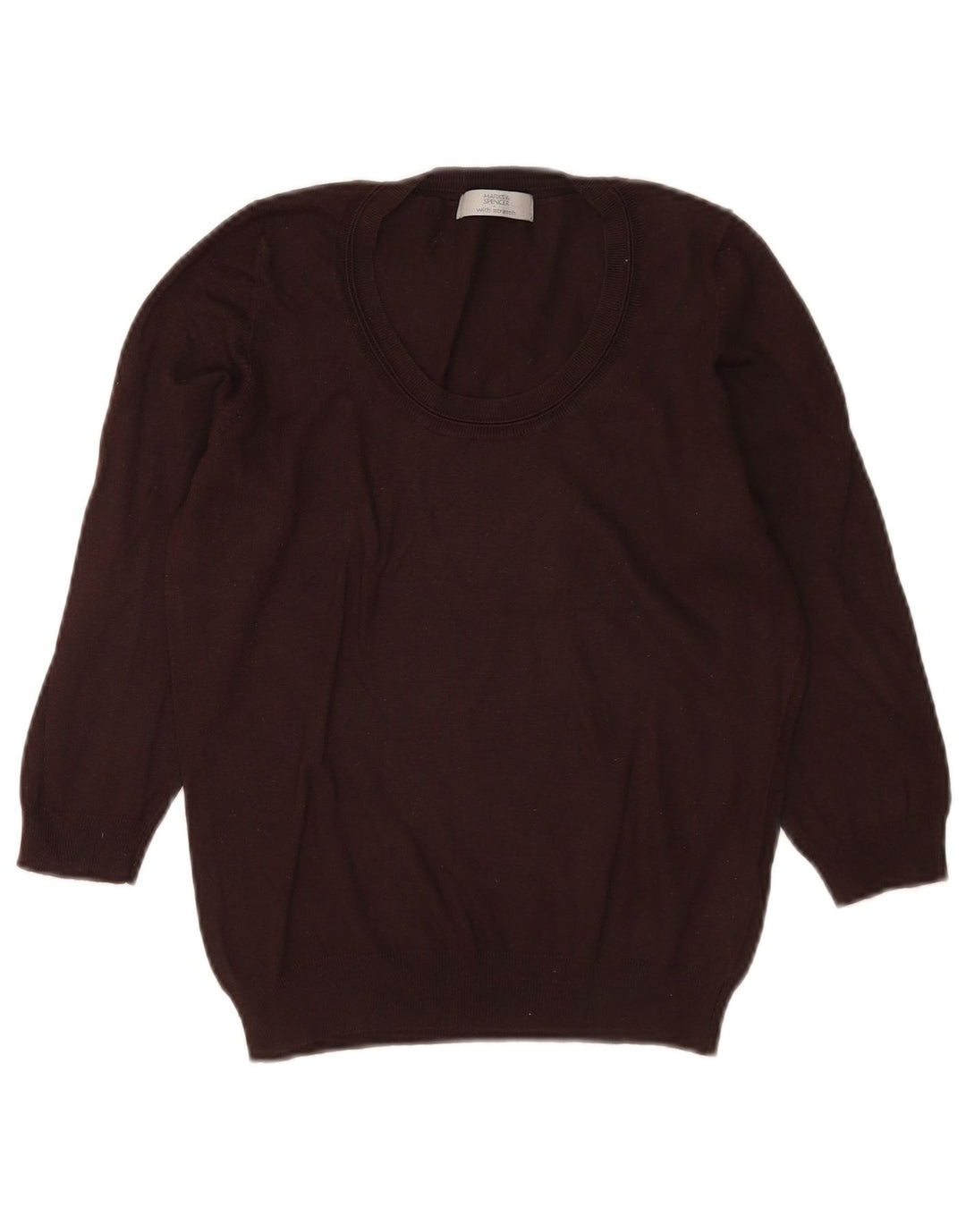 Marks & Spencer Dame Boat Neck Jumper Sweater UK 12 Medium Brown