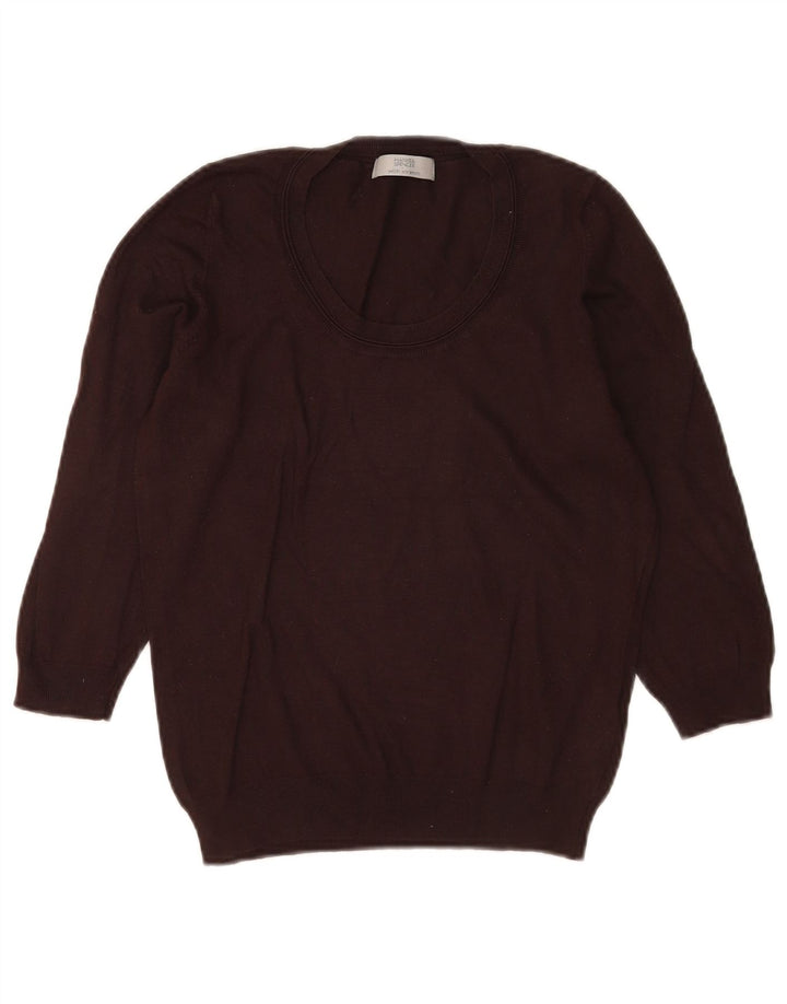 Marks & Spencer Dame Boat Neck Jumper Sweater UK 12 Medium Brown
