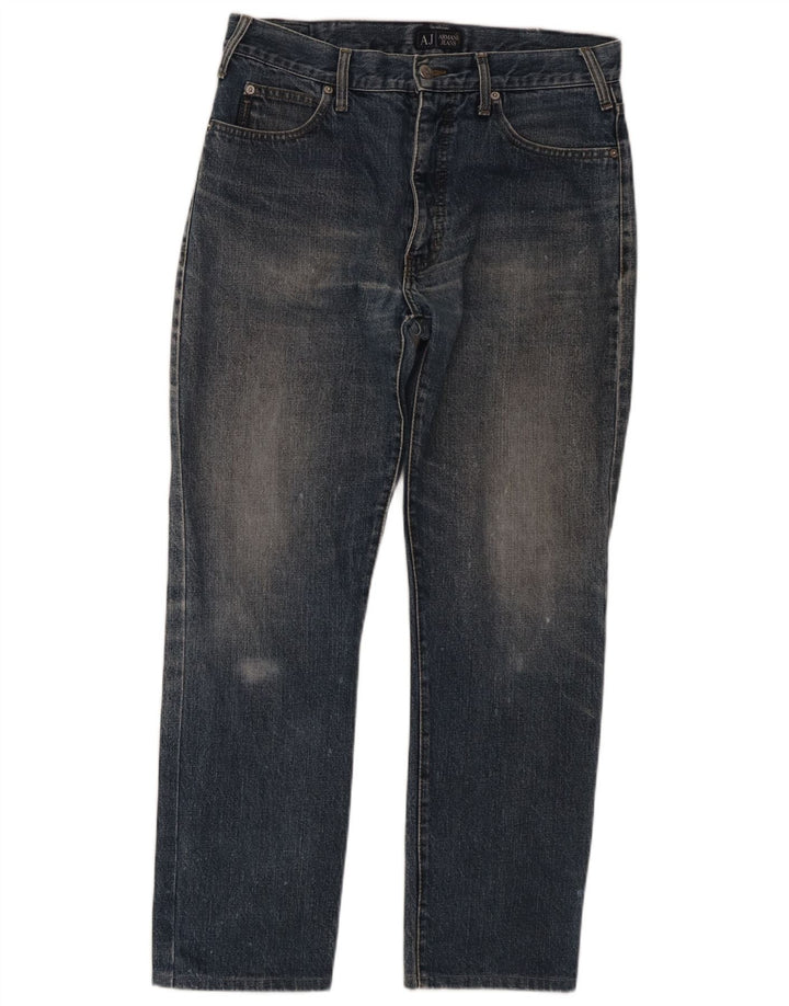Armani Straight Jeans til mænd W34 L28 Marineblå bomuld