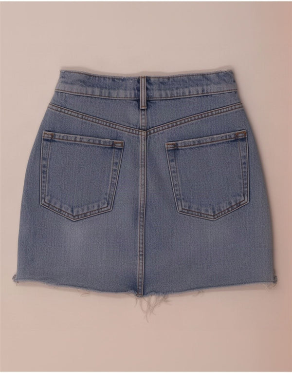 Zara Dame Mini Denim Nederdel XS W24 Blå