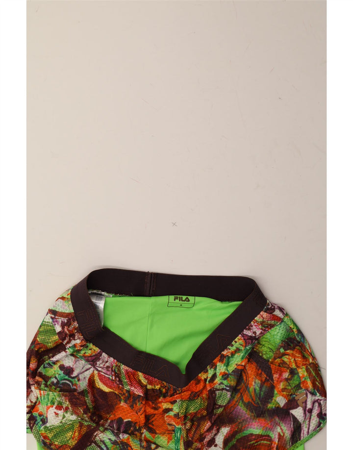 FILA Womens Abstract Pattern Sport Shorts UK 10 Small  Multicoloured Vintage Fila and Second-Hand Fila from Messina Hembry 
