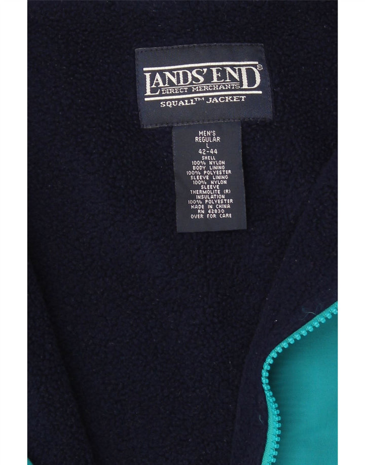 Lands End Herre Polstret Bomber Jacket UK 42/44 Large Blue Polyester