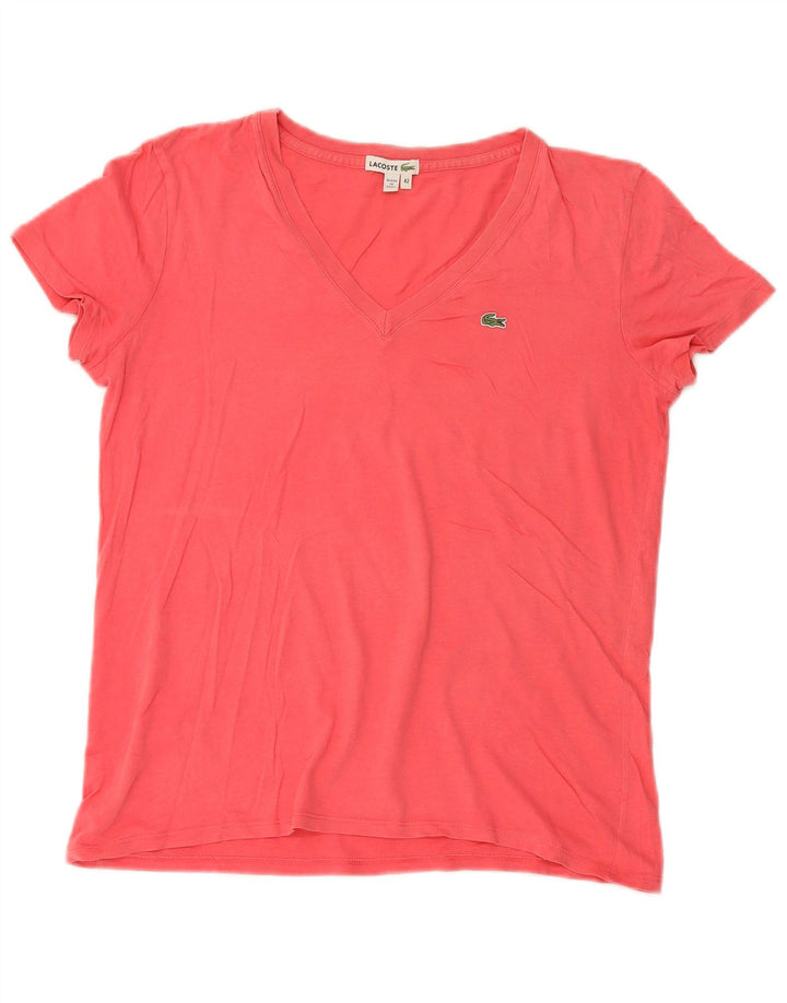 Lacoste Dame T-Shirt Top Størrelse 42 Large Pink Bomuld