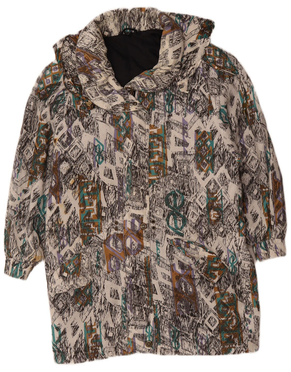 VINTAGE Dame Windbreaker Coat UK 10 Small Multicolored Geometric