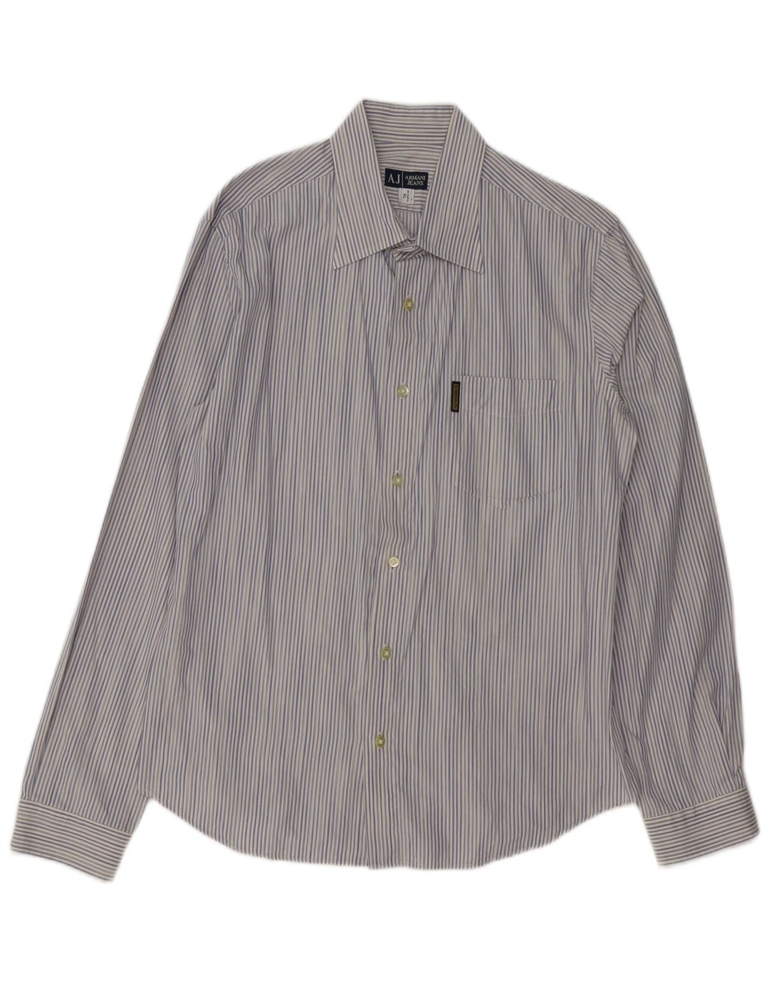 ARMANI JEANS Herreskjorte XL Blåstribet bomuld