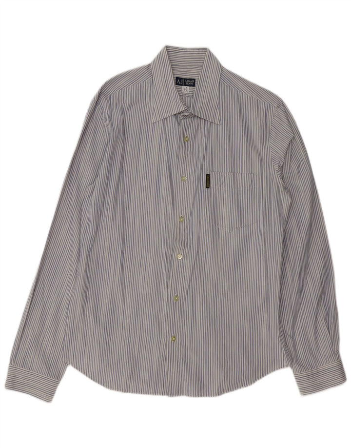 ARMANI JEANS Herreskjorte XL Blåstribet bomuld