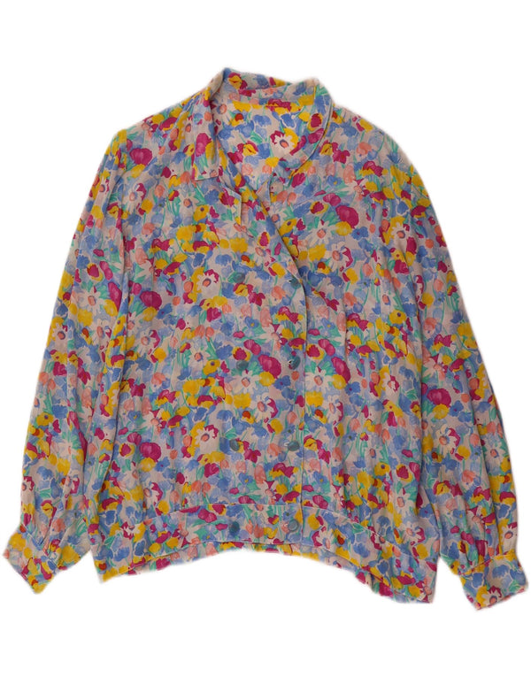 Vintage dameskjorte bluse UK 18 XL Flerfarvet blomster