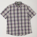 EDDIE BAUER Herre Classic Fit kortærmet skjorte XL lilla ternet