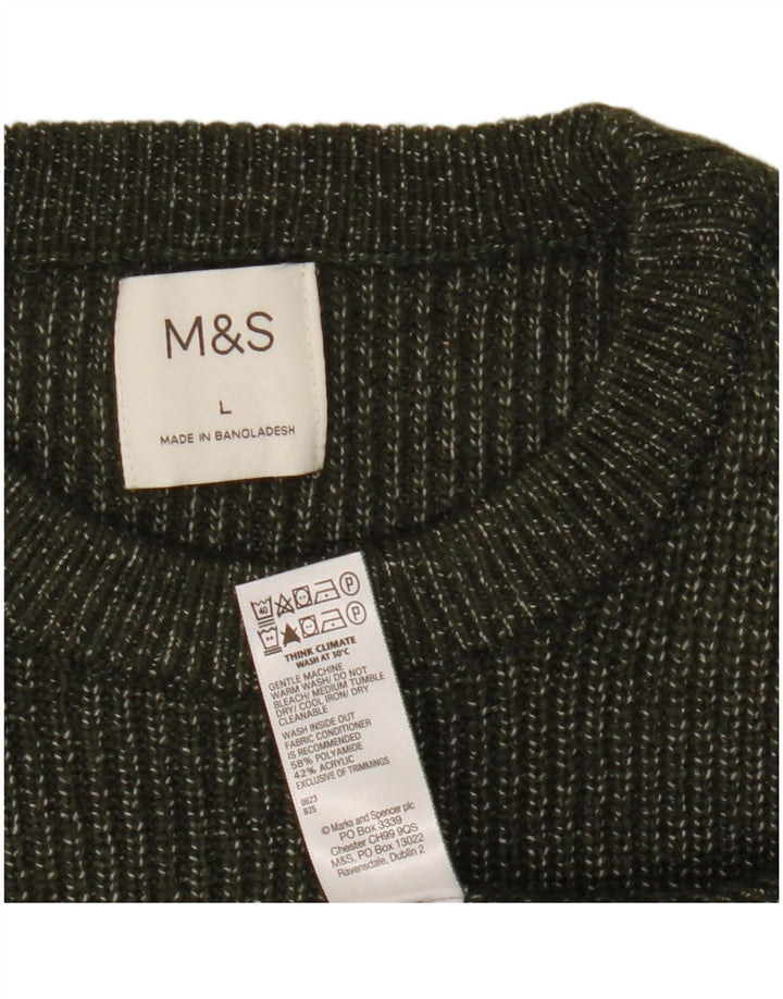 Marks & Spencer Herre sweater med rund hals, stor kaki polyamid