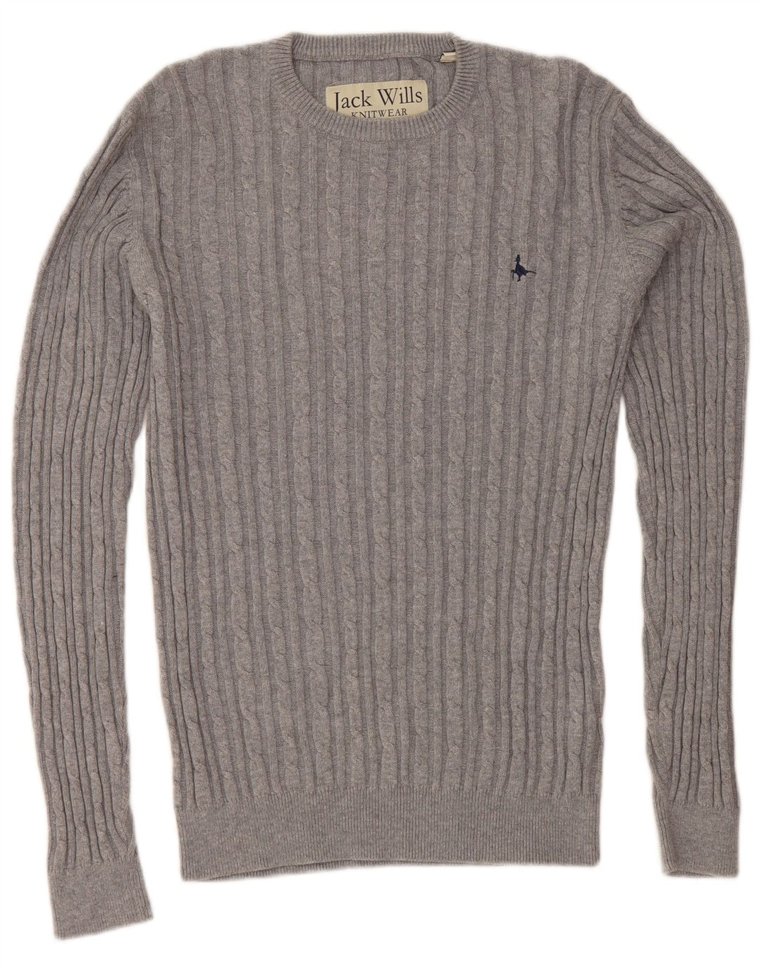 JACK WILLS Herre sweater med rund hals, lille grå bomuld